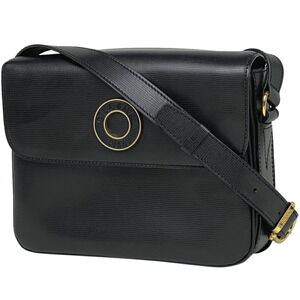 Celine Circle Logo Shoulder Bag Crossbody Leather Black